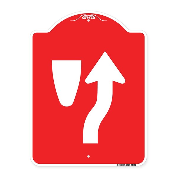 Designer Series Sign Keep Right Graphic Only, Red & White Aluminum Sign, 18" x 24", RW-1824-23892